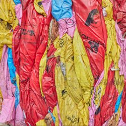 Image of Plastic Feed Bags squashed towards the camera