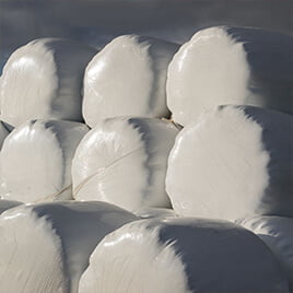Pyramid of Bales in Silage Wrap