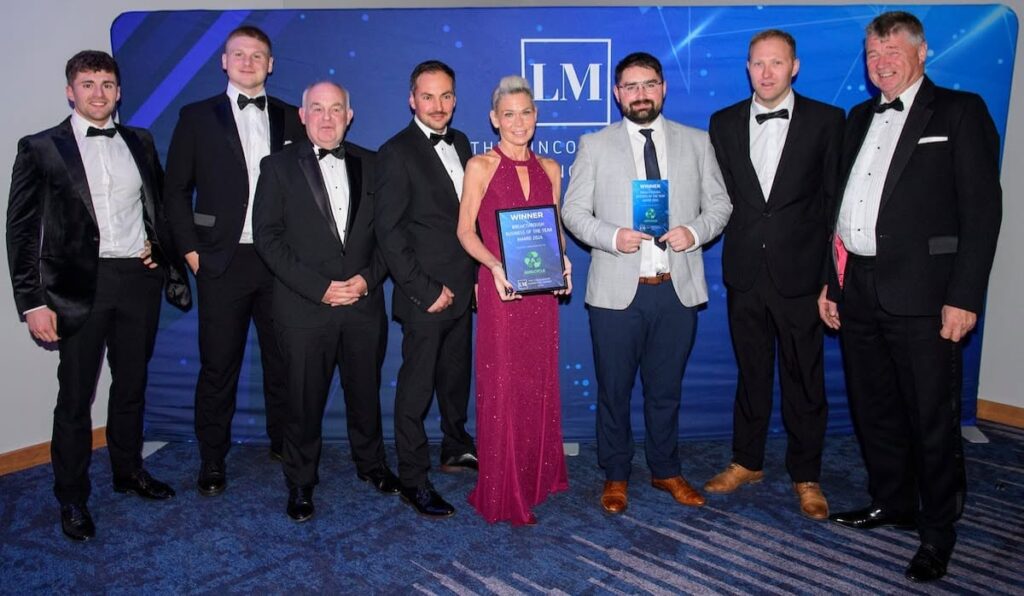 Agri.Cycle team collecting the Business Breakthrough of the Year award for the Agri.Cycle Customer Portal at the 2026 Lincolnshire Marketing Awards